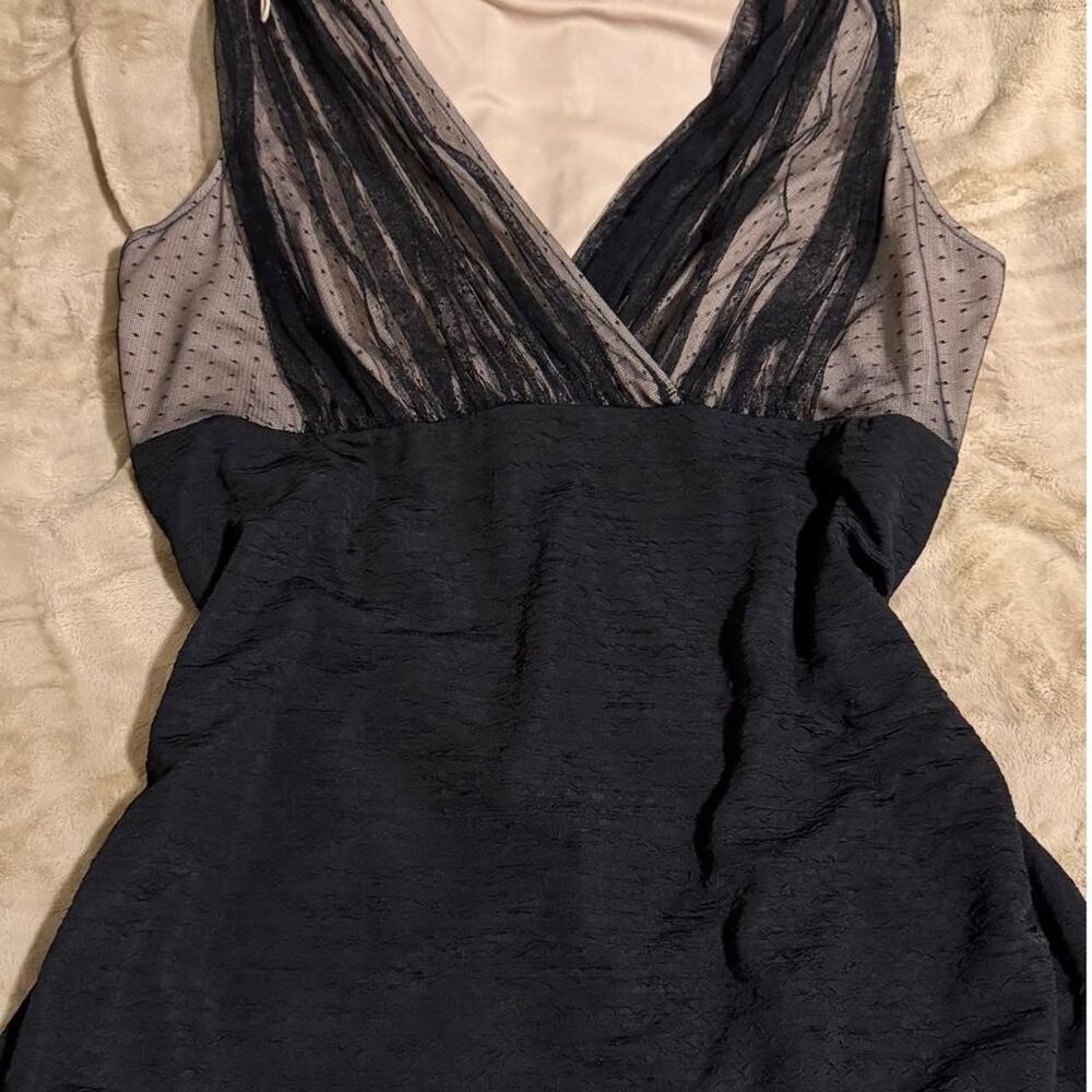 London Times Woman Black Mesh Dress Dotted, Size 16W
